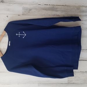Old Navy blue nautical embroidered anchor long sleeve sweatshirt Size Small